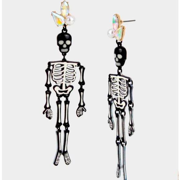 New Betsey Johnson JUST TREATS SKELETON GLOW EARRINGS - Picture 1 of 7